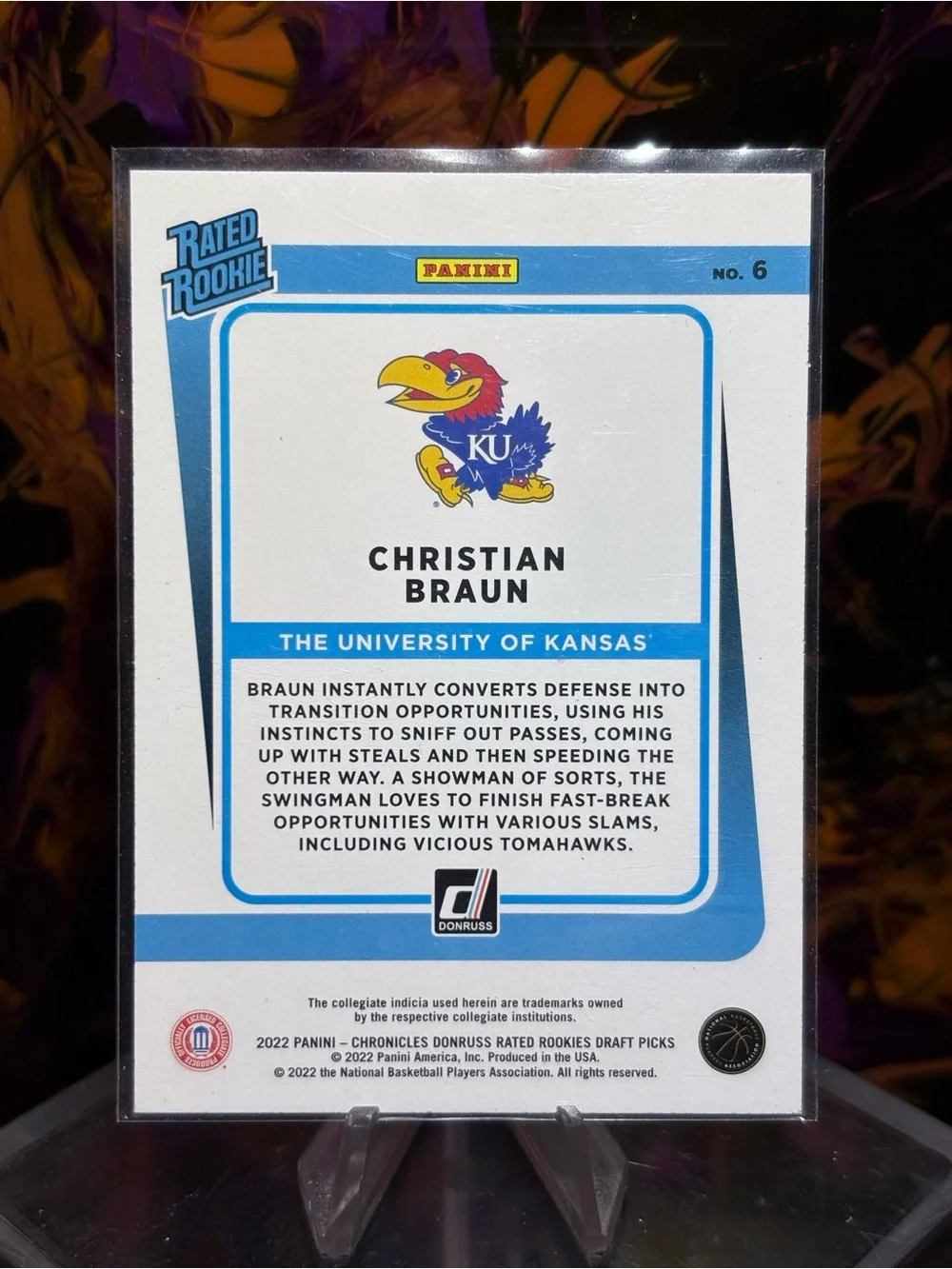 Christian Braun Rated Rookie Donruss Basketball Card - Kansas Jayhawks PINK RC